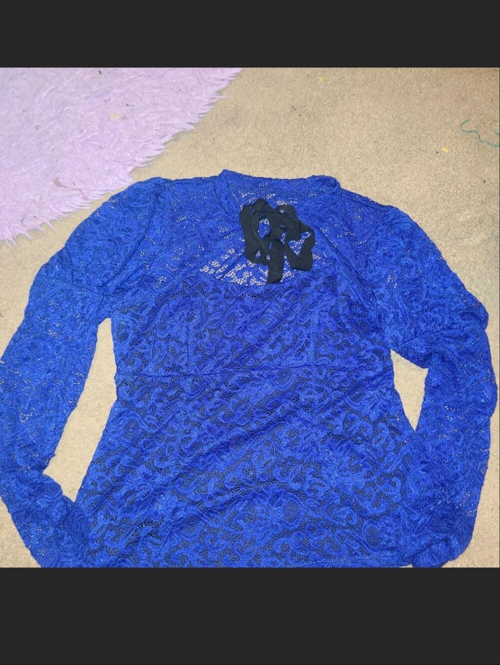 Venus - royal blue victorian long sleeve lace top